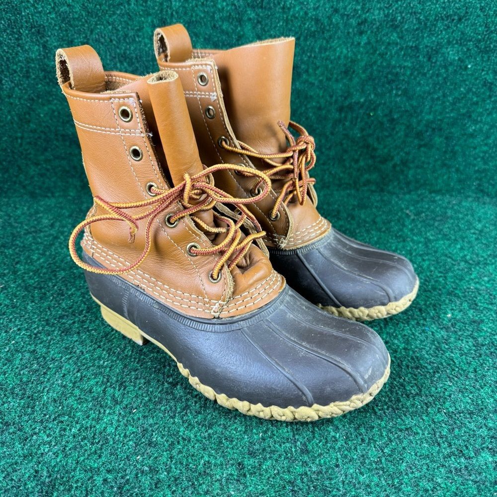 L.L. Bean Bean Boots Women Size 6 M Leather Brown Duck Boots Maine 8”
